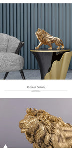 Majestic Golden Lion Sculpture – Modern Art Accent Piece