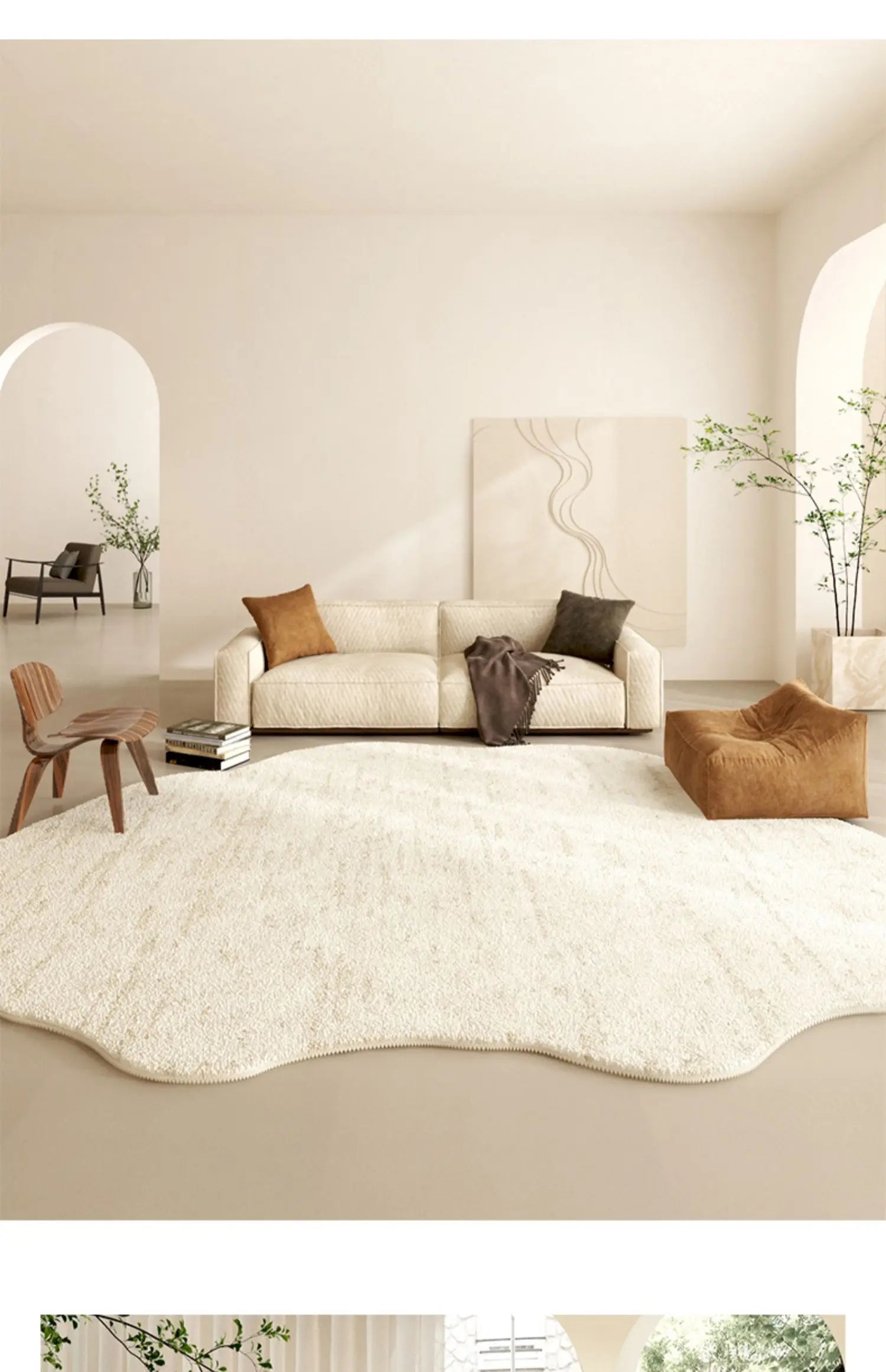 Organic Cloud Plush Area Rug – Ultra-Soft Asymmetrical Floor Mat