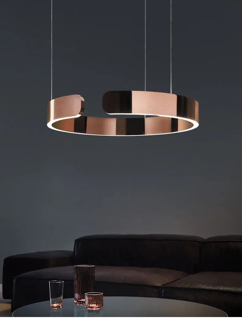 Nordic LED Ring Pendant Light – Modern Minimalist Statement Chandelier