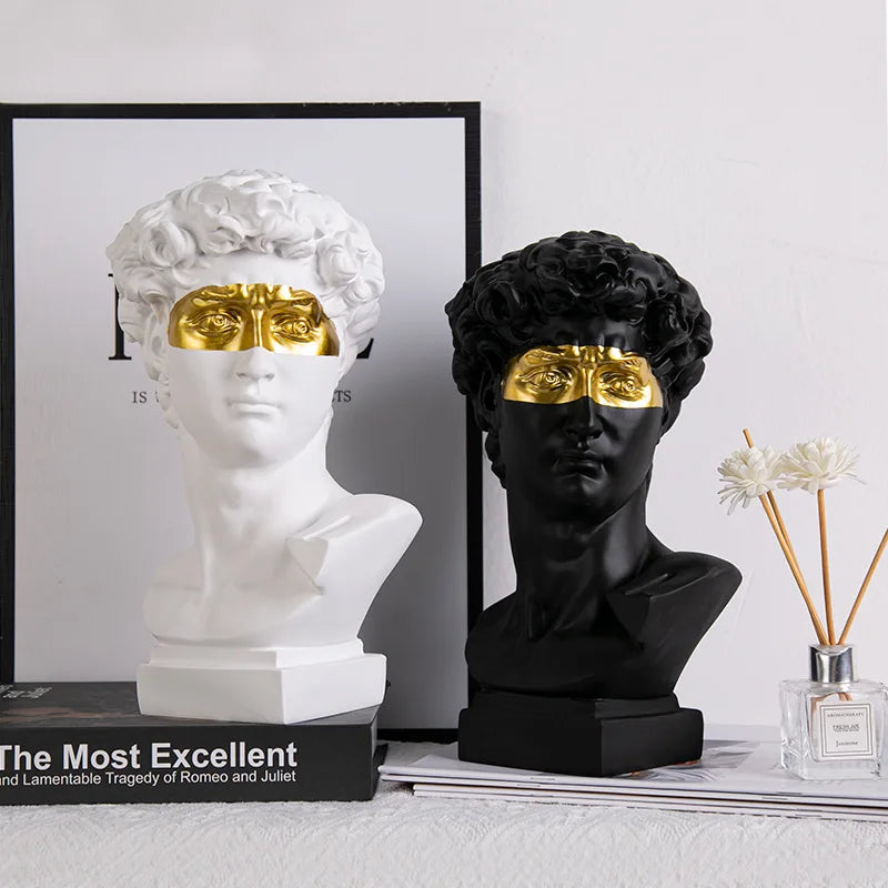 David Head Resin Bust Sculpture – Modern European Abstract Home Décor