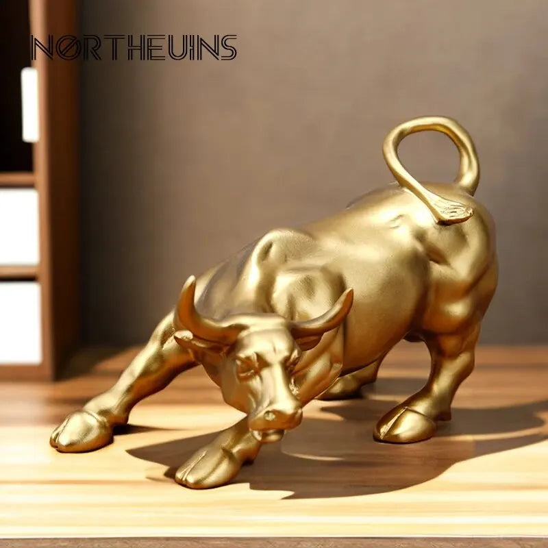 Wall Street Bull Resin Statue – Feng Shui Wealth & Fortune Desk Ornament