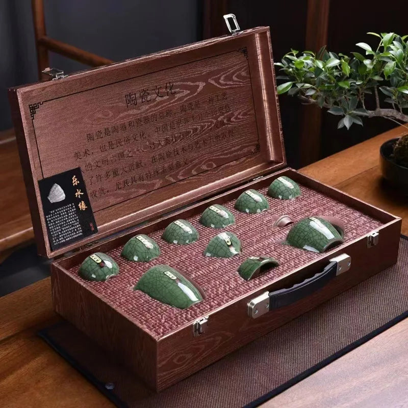 Homilly Crackle Glaze Kung Fu Tea Set with Premium Gift Box