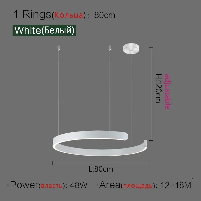 Nordic LED Ring Pendant Light – Modern Minimalist Statement Chandelier