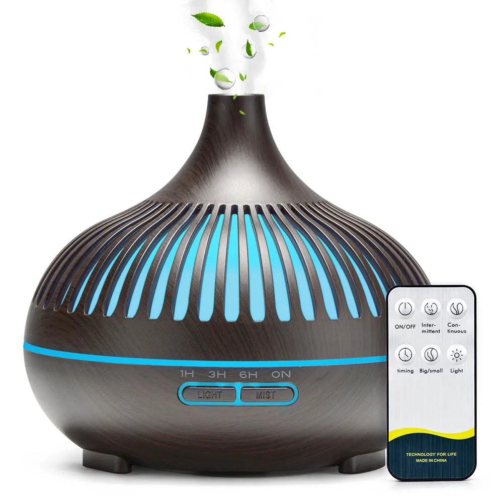 Premium Wood Grain Essential Oil Diffuser (500ml) – Ultrasonic Aromatherapy & Ambient Humidifier