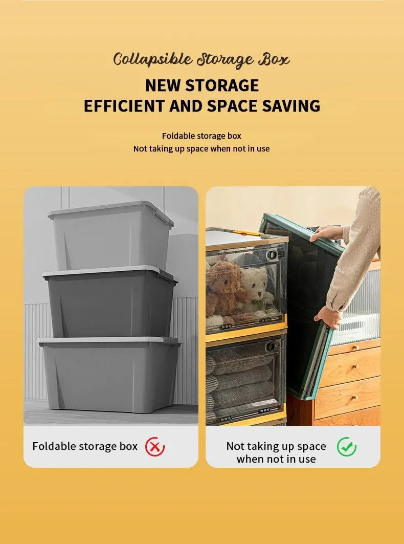Foldable Clear Storage Trunk – Large Capacity Stackable Organizer for Clothes & Wardrobe