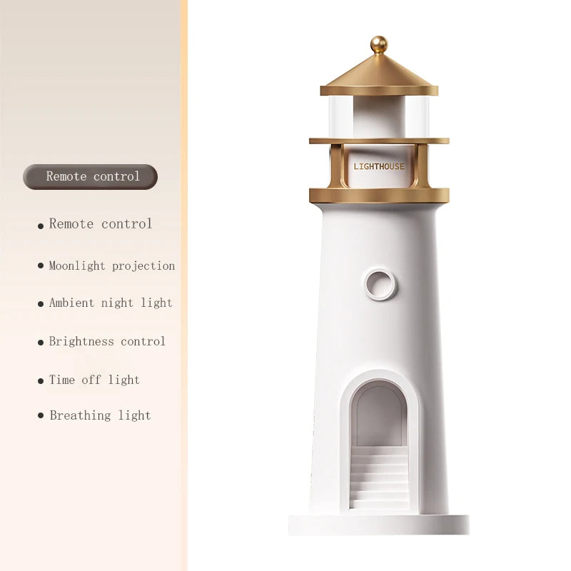 Nordic Lighthouse Moon Projection Lamp - Motion Sensor Ambient Light