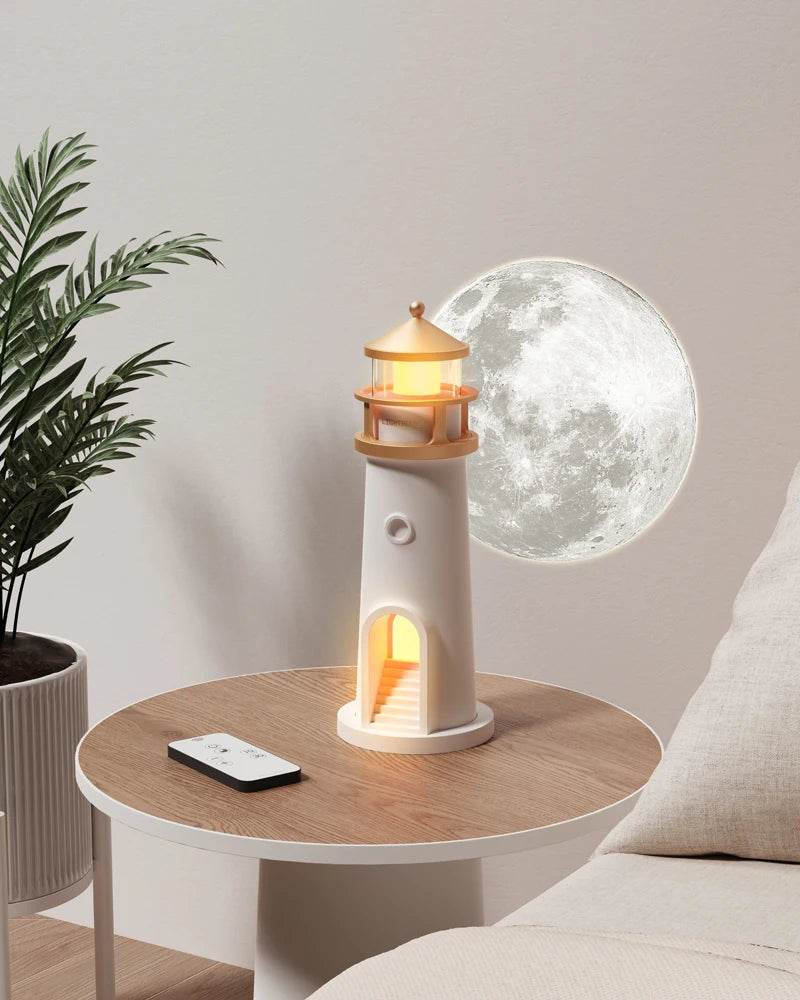 Nordic Lighthouse Moon Projection Lamp - Motion Sensor Ambient Light