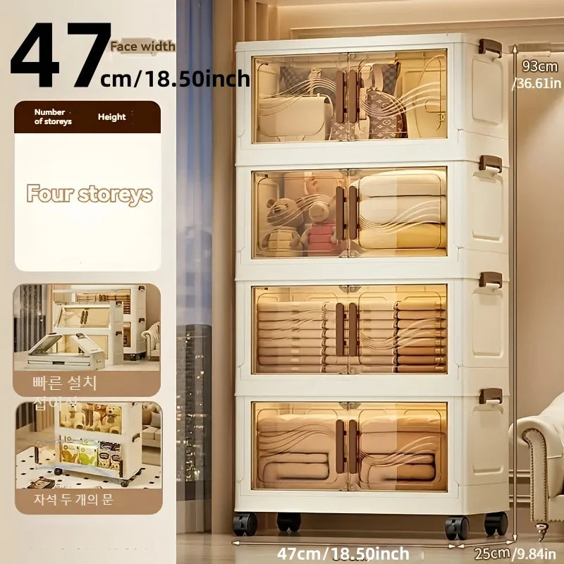 Foldable Storage Box with Clear Door – Large Capacity Organizer for Home Use