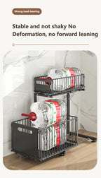 2-Tier Pull-Out Cabinet Organizer – Adjustable Under Sink Storage Rack