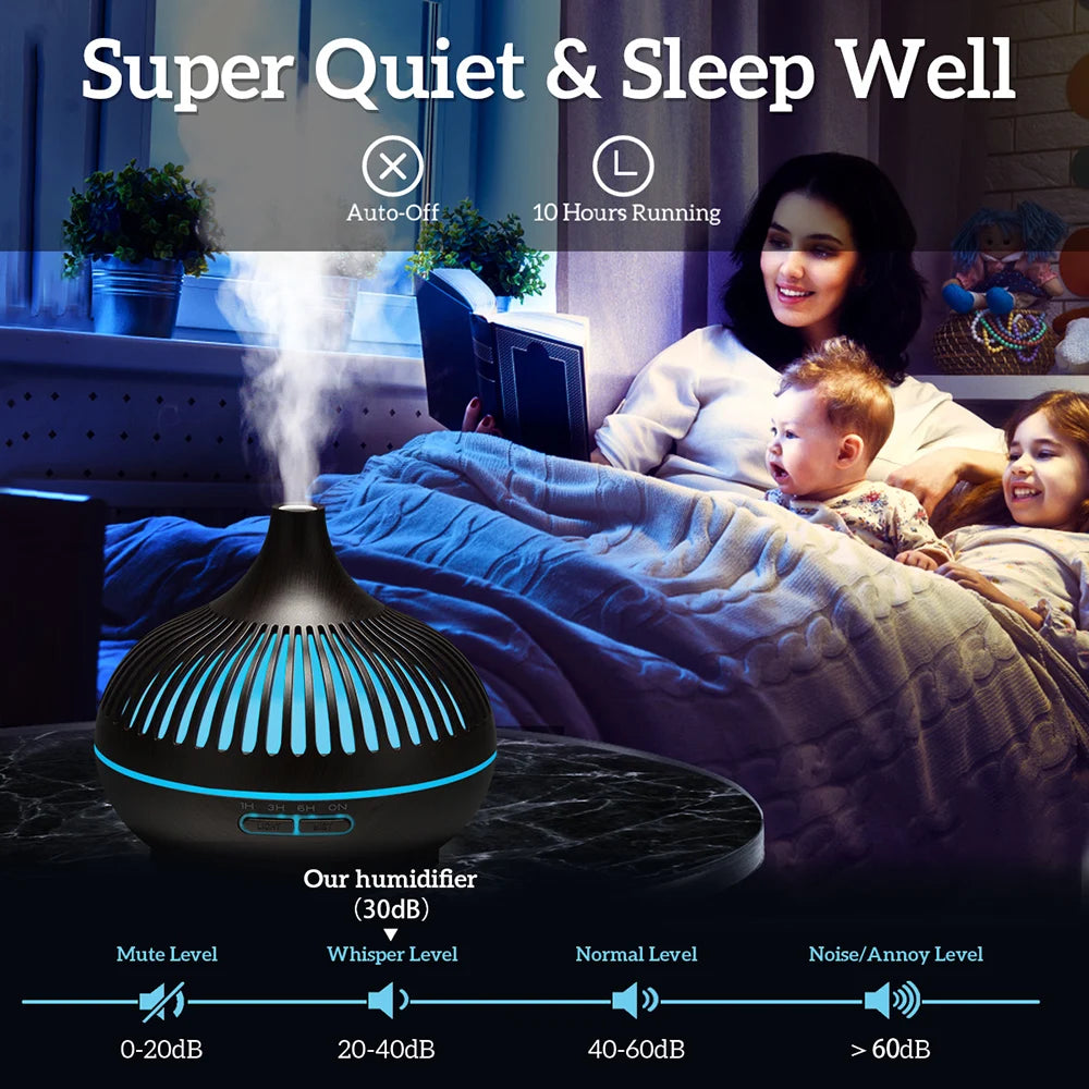 Premium Wood Grain Essential Oil Diffuser (500ml) – Ultrasonic Aromatherapy & Ambient Humidifier
