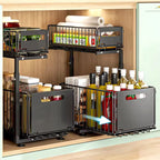 2-Tier Pull-Out Cabinet Organizer – Adjustable Under Sink Storage Rack