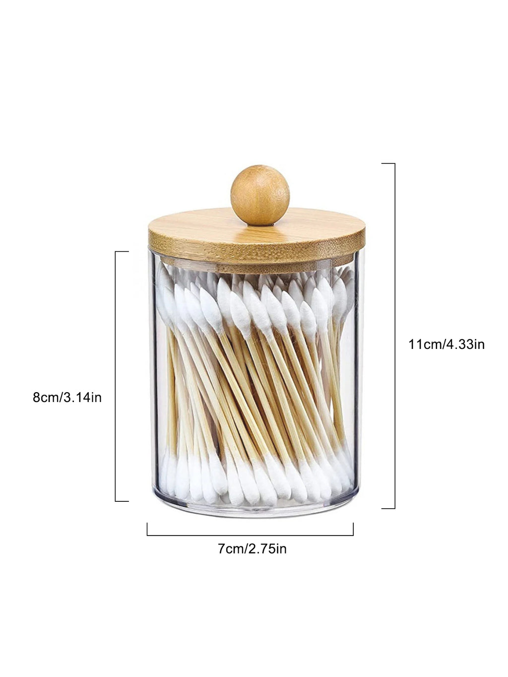 Premium Clear Acrylic Organizer Jar with Bamboo Lid – Dustproof Vanity Storage