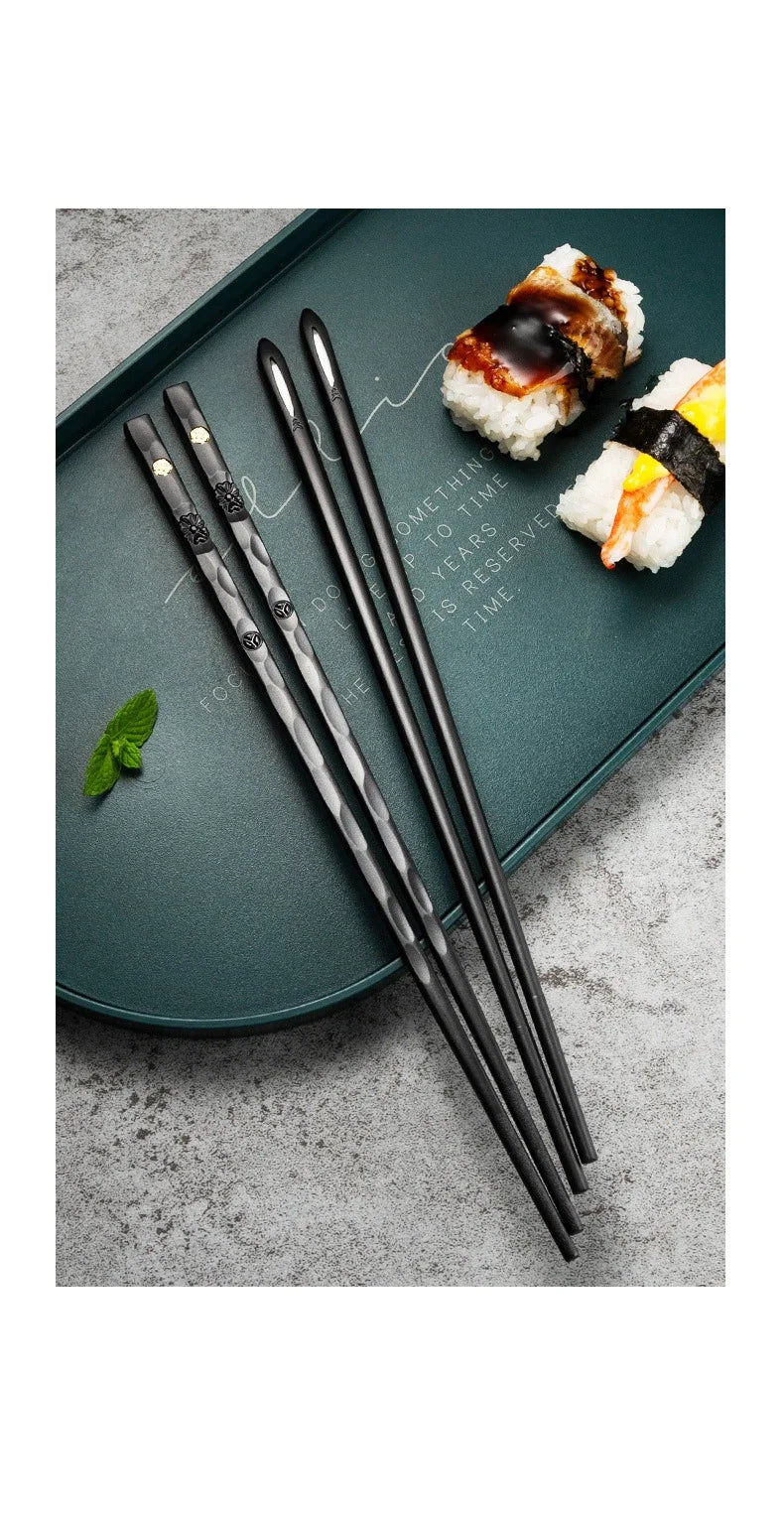 Premium Japanese-Style Chopsticks (5-Pair Set) – Reusable & Non-Slip for Authentic Dining