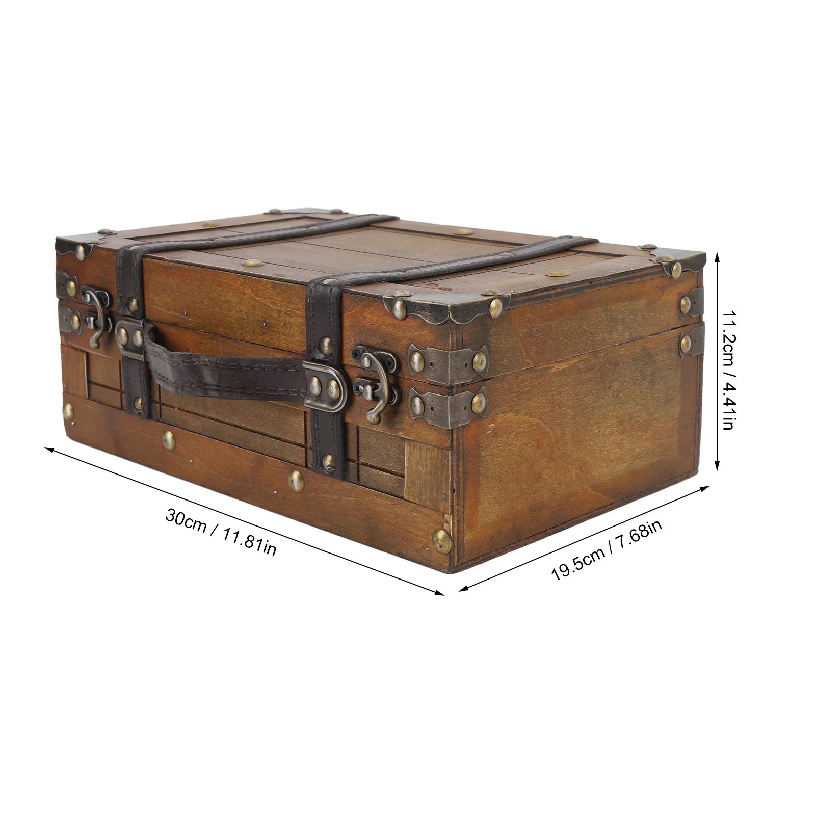 Homilly Vintage Wooden Storage Chest – Decorative Trunk with Handle