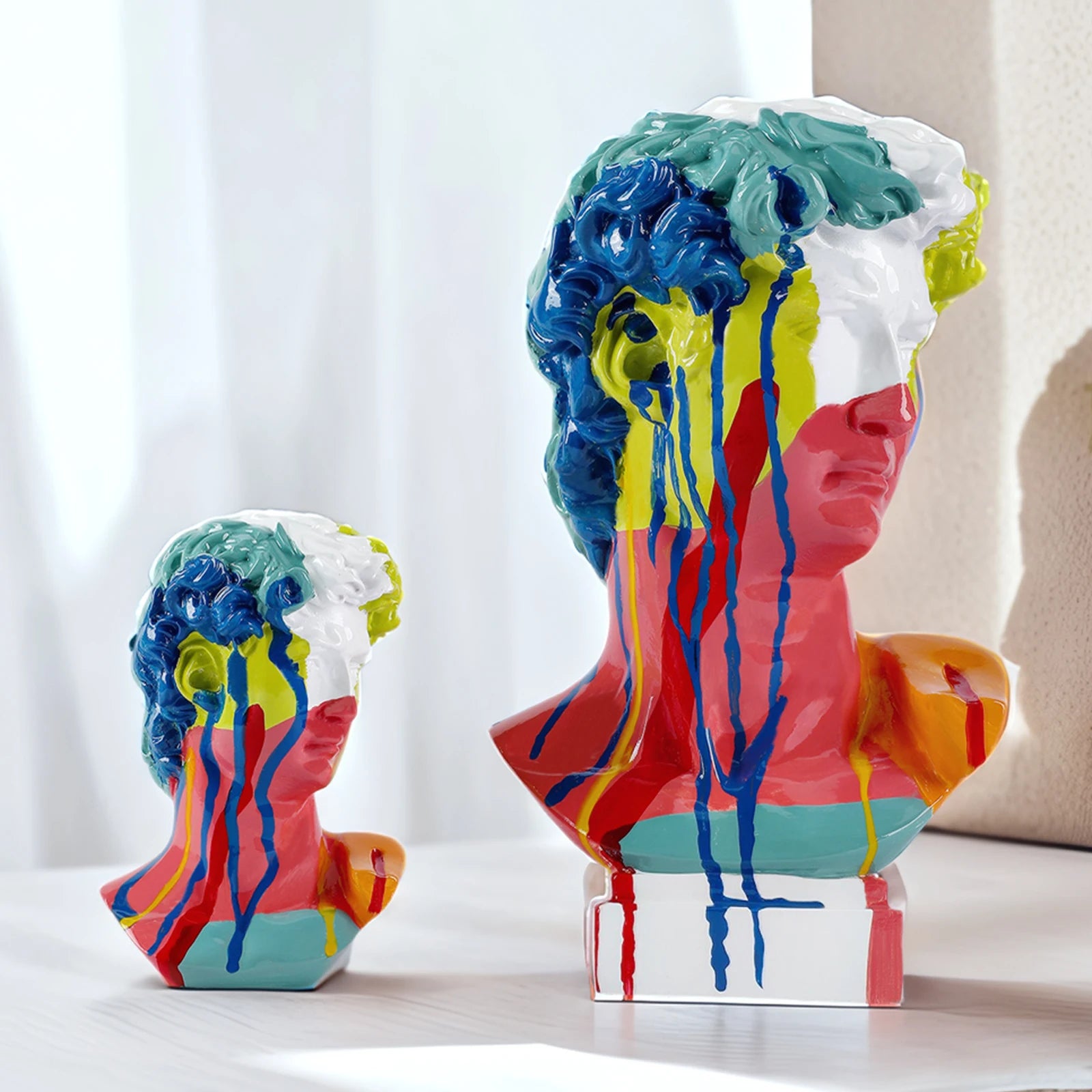 David Head Resin Bust Sculpture – Modern European Abstract Home Décor