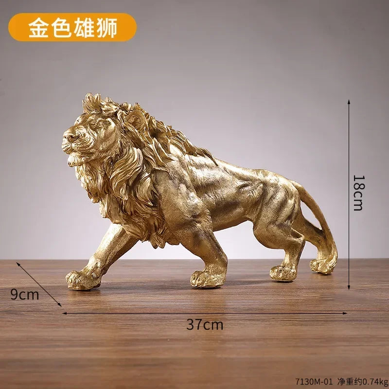 Majestic Golden Lion Sculpture – Modern Art Accent Piece