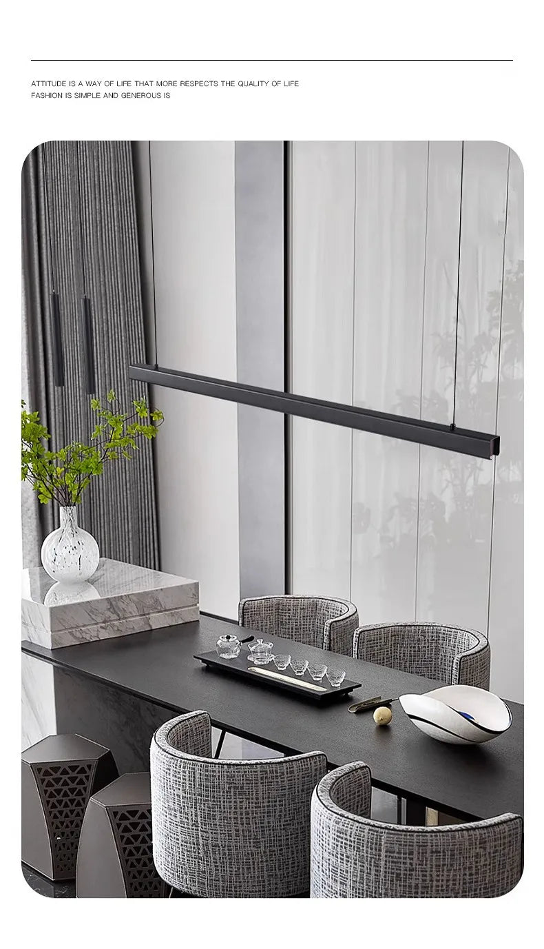 Nordic Linear LED Pendant Light – Ultra-Slim Modern Island Chandelier