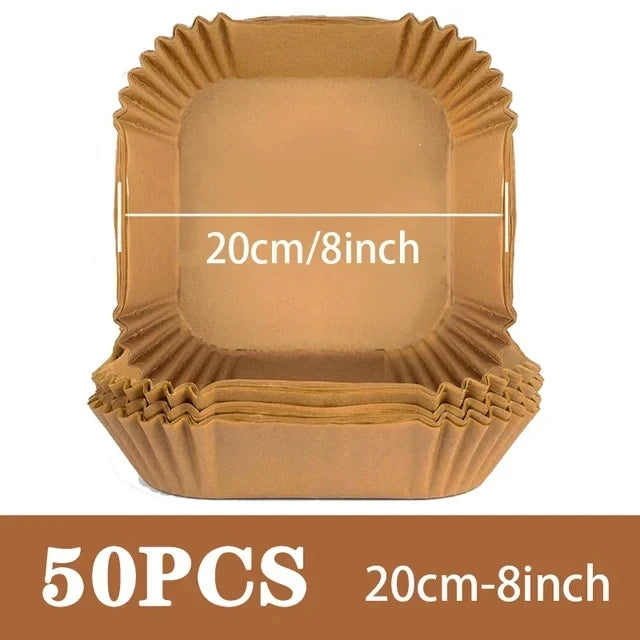 50Pcs Air Fryer Disposable Paper Non-Stick Airfryer Baking Papers Round Air-Fryer Paper Liners Paper Kitchen Accessories