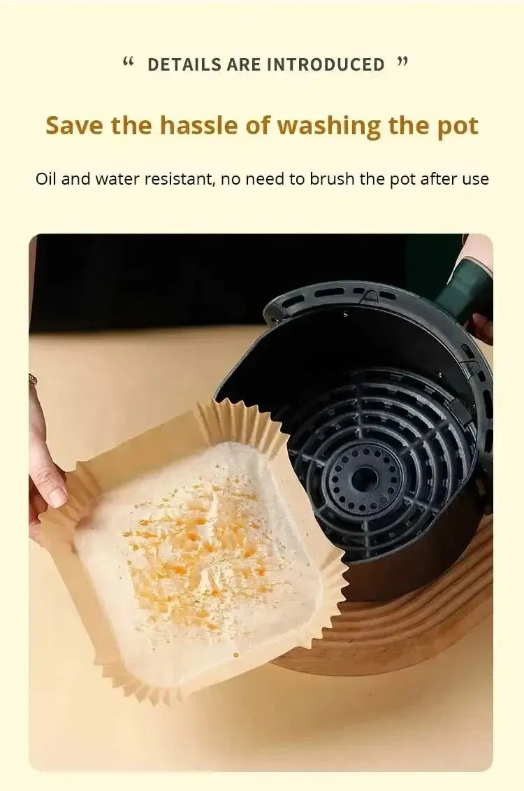 50Pcs Air Fryer Disposable Paper Non-Stick Airfryer Baking Papers Round Air-Fryer Paper Liners Paper Kitchen Accessories