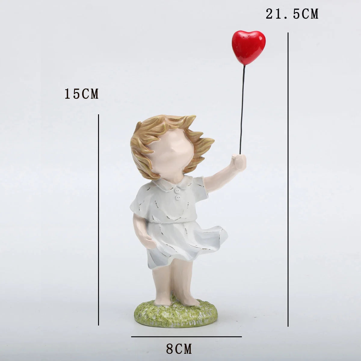 Heart Balloon Girl Sculpture – Modern Art Resin Statue Inspired Décor