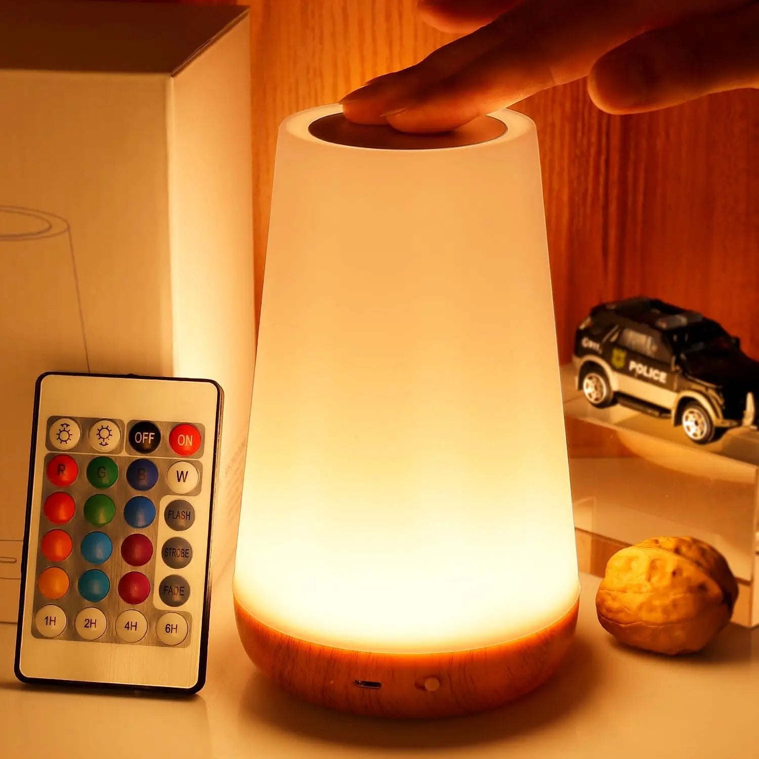 Homilly RGB Touch Night Light with Remote – USB Rechargeable Colour Changing Lamp
