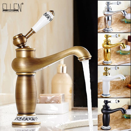 Homilliy Antique Brass Bathroom Faucet – Single Handle Mixer