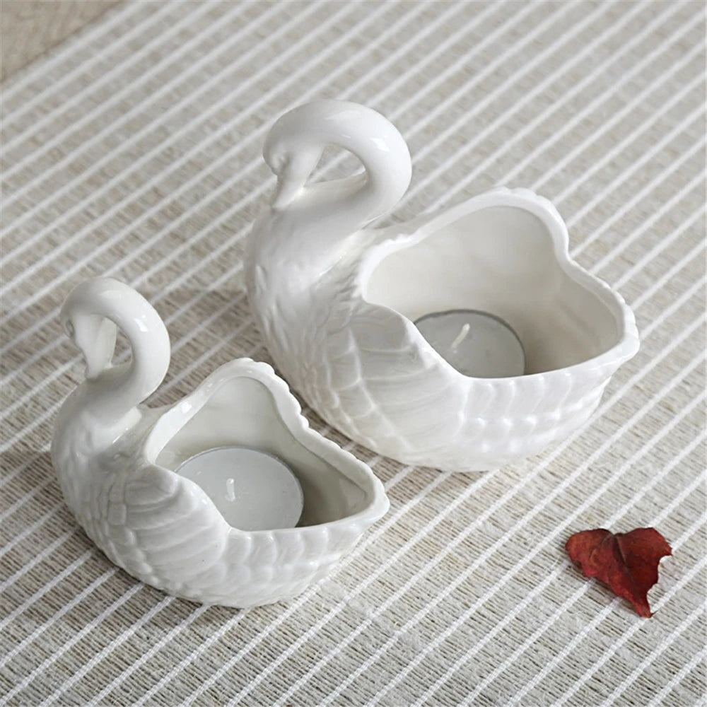 Swan Decorative Storage Box – Ceramic-Style Ornament, Tealight & Flower Holder