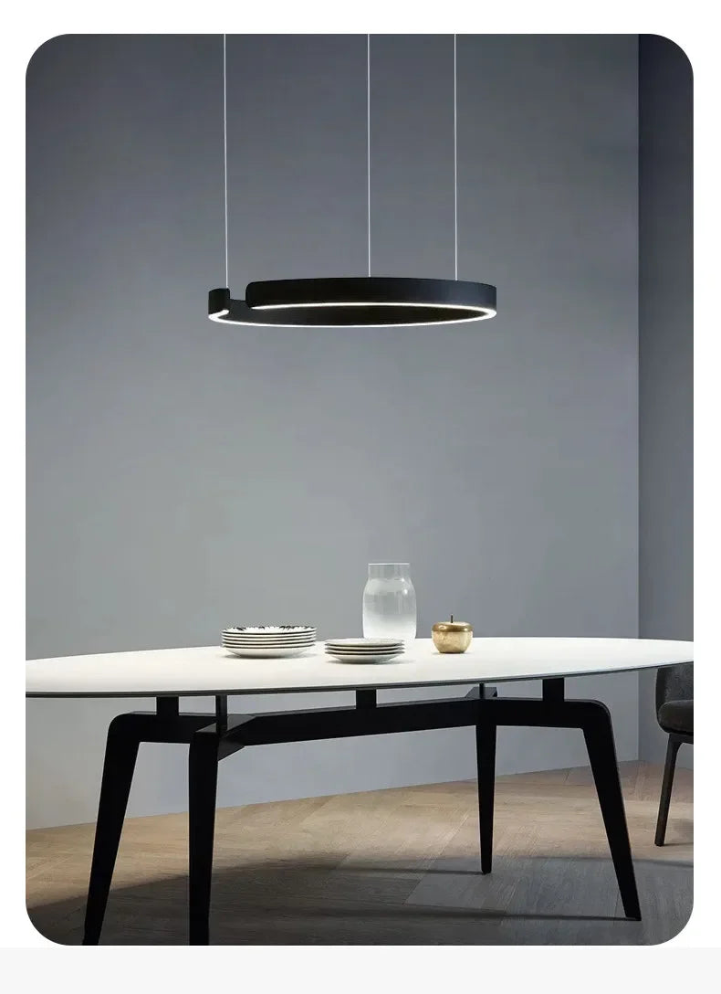 Nordic LED Ring Pendant Light – Modern Minimalist Statement Chandelier