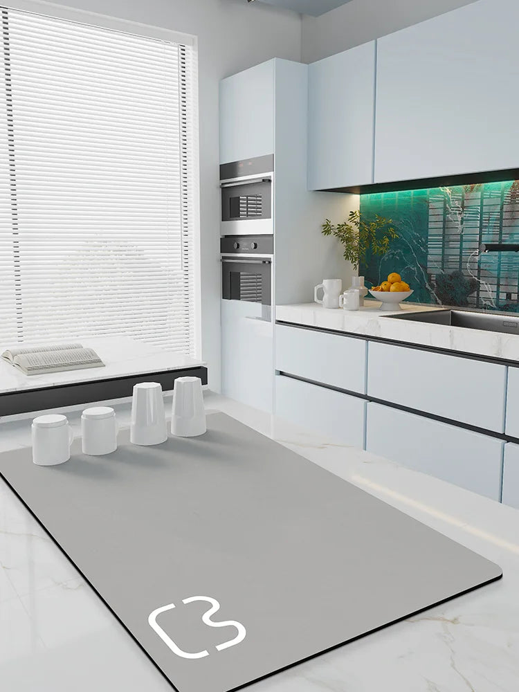 Kitchen Dish Drying Mat – Quick Dry Diatomite Drain Pad for Tableware & Coffee Station