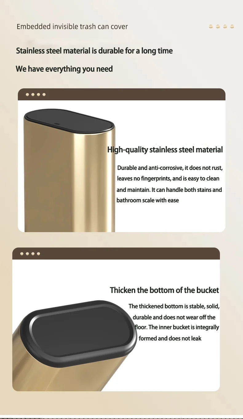 Homilliy Slim Stainless Steel Trash Can – 7L Press Lid