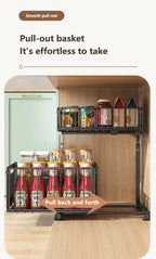 2-Tier Pull-Out Cabinet Organizer – Adjustable Under Sink Storage Rack