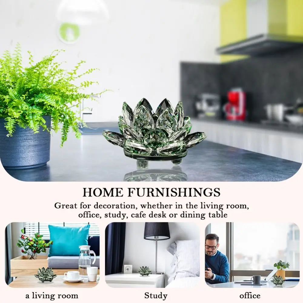 Sparkling Crystal Lotus Flower – Elegant Feng Shui Decor & Paperweight