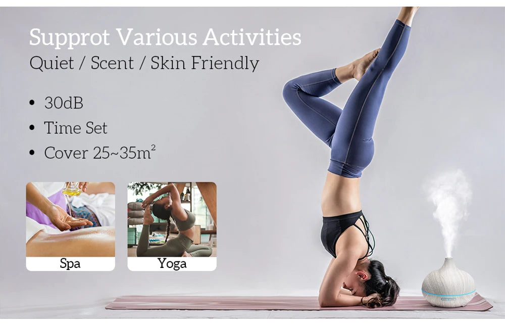 Premium Wood Grain Essential Oil Diffuser (500ml) – Ultrasonic Aromatherapy & Ambient Humidifier