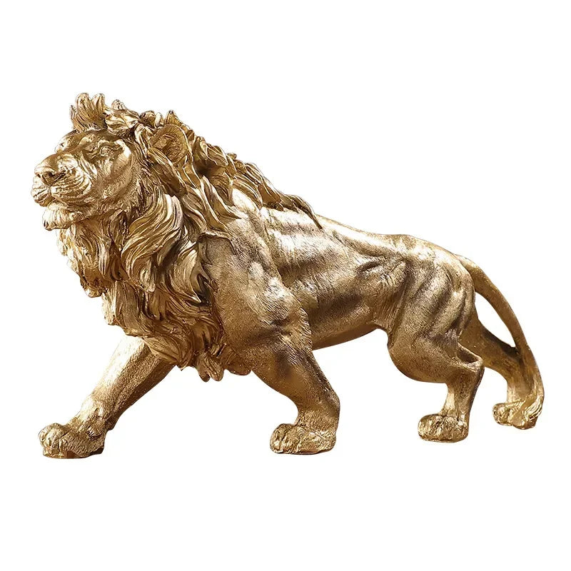 Majestic Golden Lion Sculpture – Modern Art Accent Piece