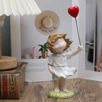 Heart Balloon Girl Sculpture – Modern Art Resin Statue Inspired Décor
