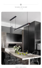 Nordic Linear LED Pendant Light – Ultra-Slim Modern Island Chandelier