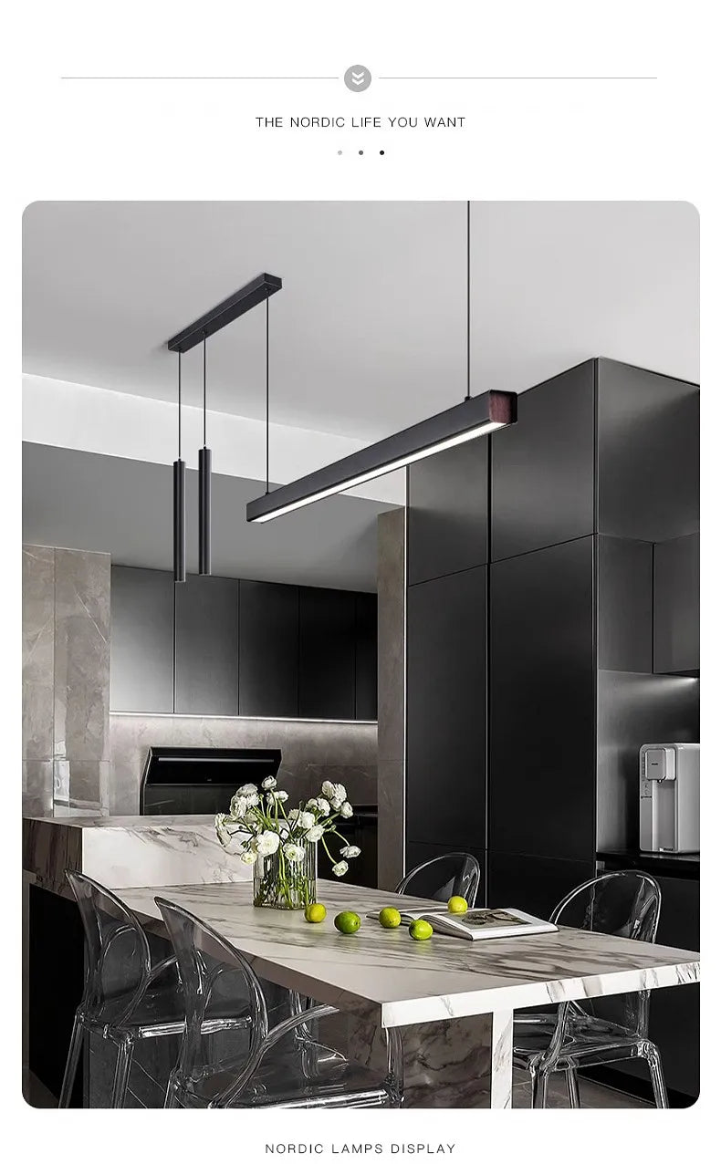 Nordic Linear LED Pendant Light – Ultra-Slim Modern Island Chandelier