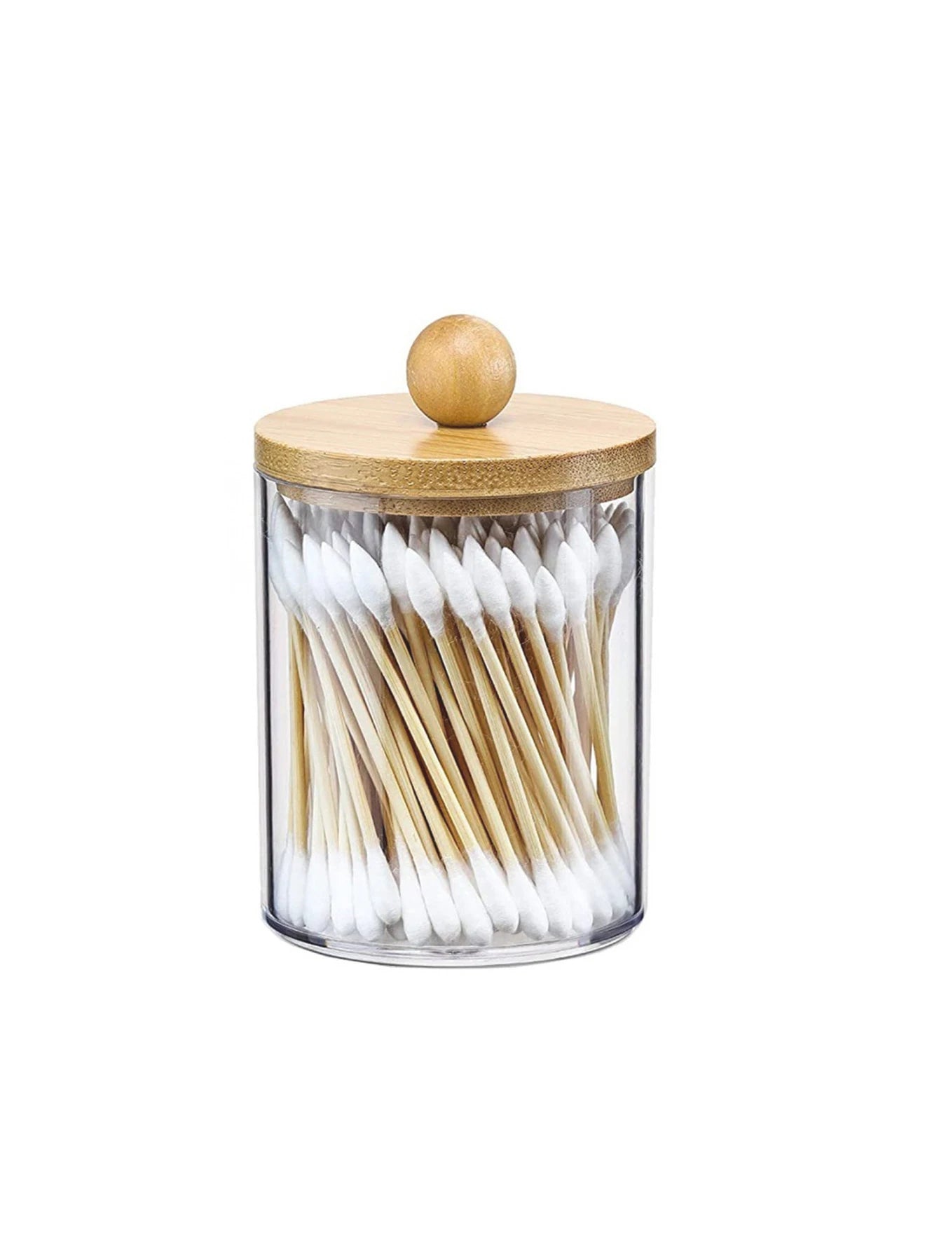 Premium Clear Acrylic Organizer Jar with Bamboo Lid – Dustproof Vanity Storage