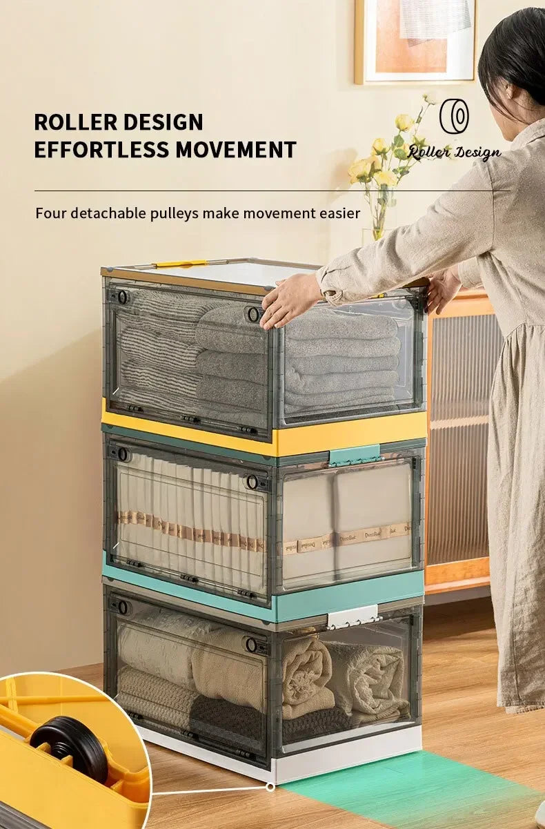 Foldable Clear Storage Trunk – Large Capacity Stackable Organizer for Clothes & Wardrobe