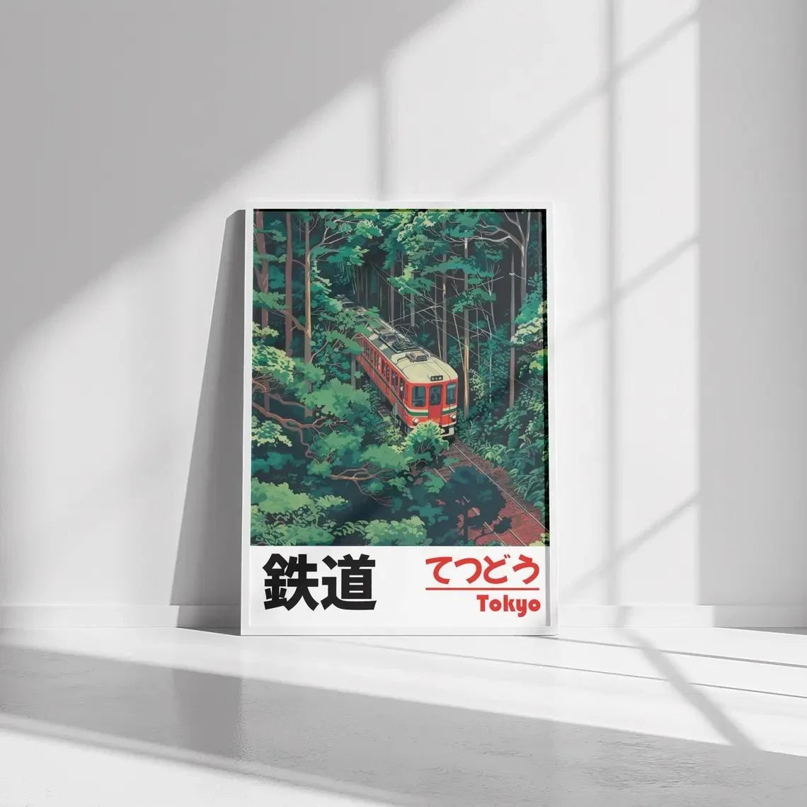 Retro Japanese Landscape Canvas Print – Asian Railway Wall Art for Modern Home Décor