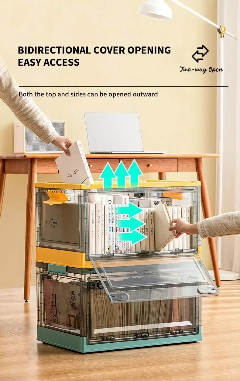 Foldable Clear Storage Trunk – Large Capacity Stackable Organizer for Clothes & Wardrobe