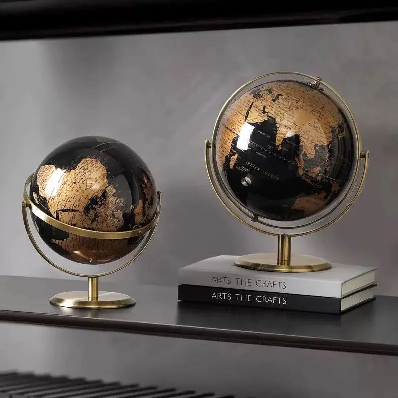 Rotating Desktop Globe Ornament – Modern Educational World Globe Décor