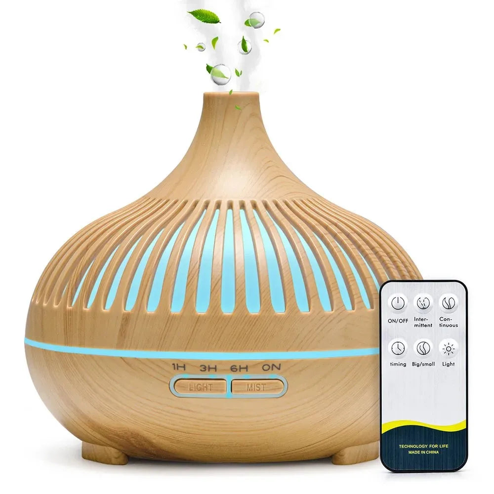 Premium Wood Grain Essential Oil Diffuser (500ml) – Ultrasonic Aromatherapy & Ambient Humidifier