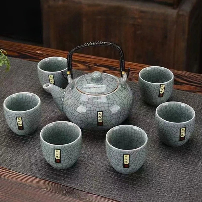 Homilly Crackle Glaze Kung Fu Tea Set with Premium Gift Box