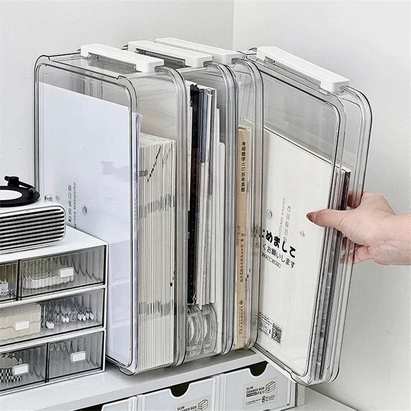 Clear Acrylic A4 Document Organizer Box – Dustproof Desktop Storage Solution
