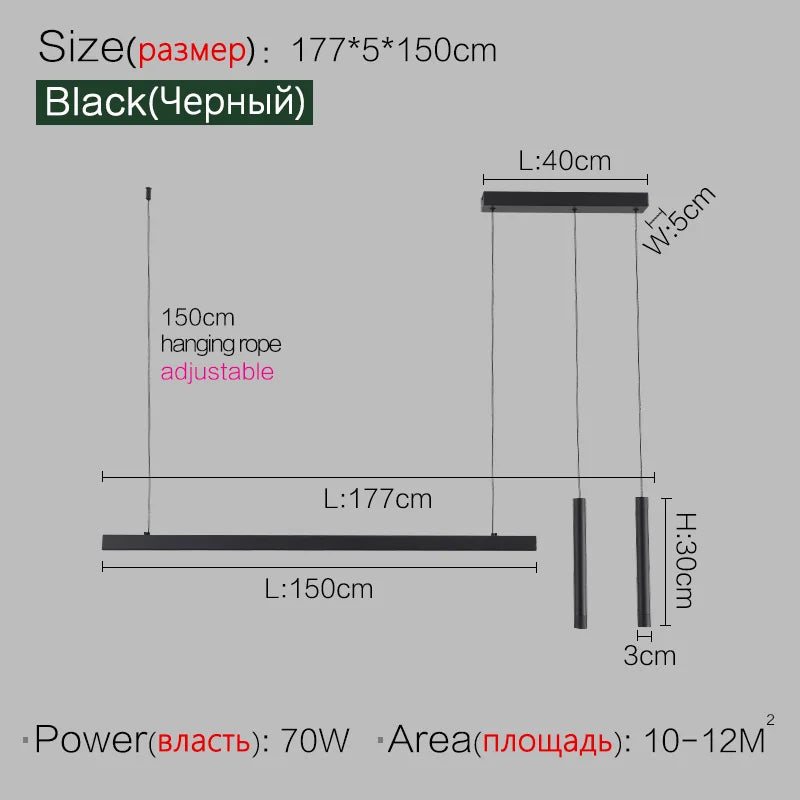 Nordic Linear LED Pendant Light – Ultra-Slim Modern Island Chandelier