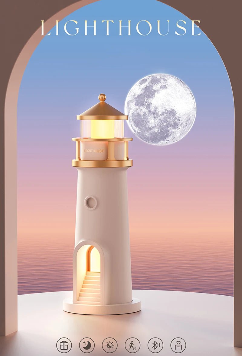 Nordic Lighthouse Moon Projection Lamp - Motion Sensor Ambient Light