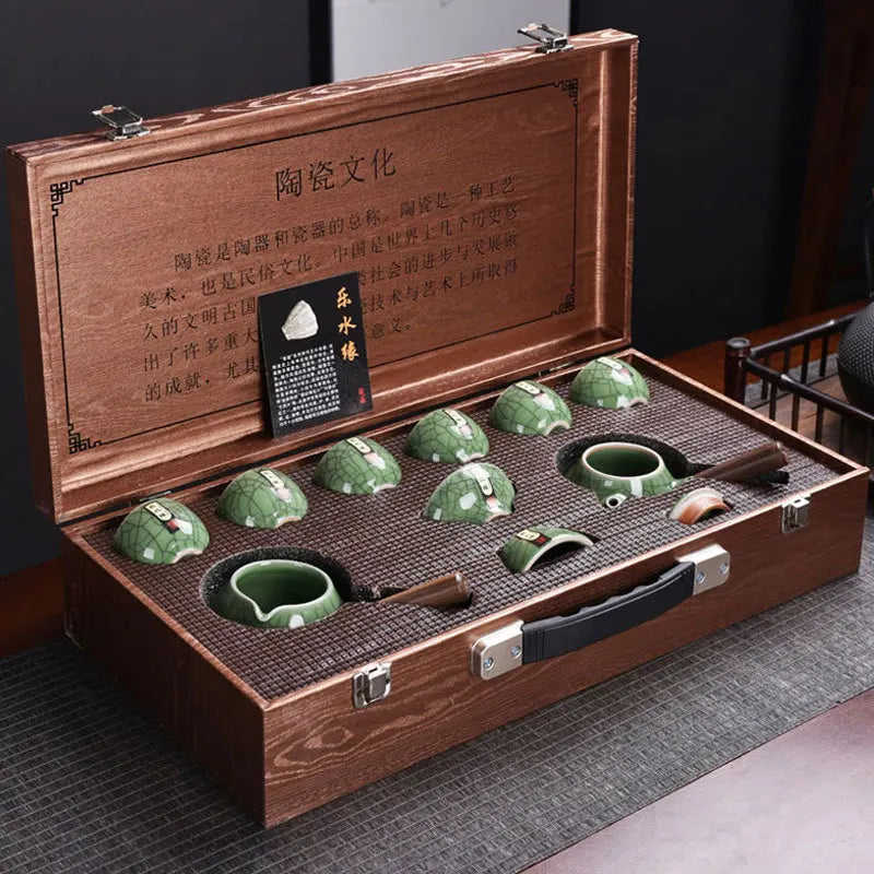 Homilly Crackle Glaze Kung Fu Tea Set with Premium Gift Box