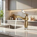 Homilliy Antique Brass Bathroom Faucet – Single Handle Mixer