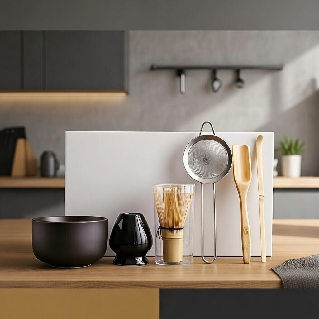 Japanese Style Matcha Tea Set – 6-Piece Ceramic Bowl & Bamboo Accessories